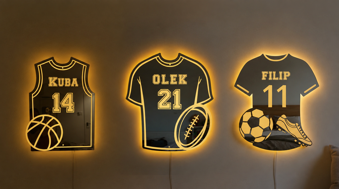 Lustra LED LumiGol z imieniem i numerem